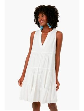 Pomander Place White Kenzo Swiss Dot Tiered Sleeveless Tank Dress Size Large
